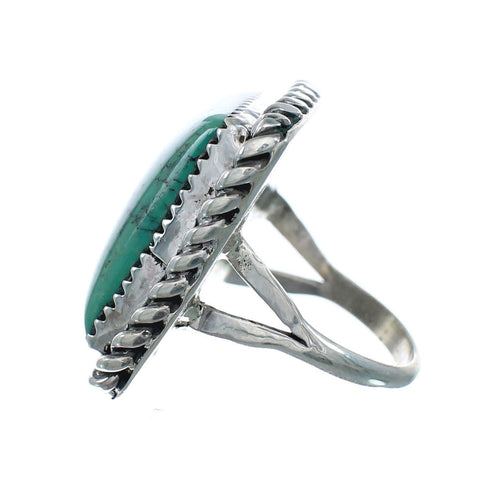 Turquoise Navajo Authentic Twisted Sterling Silver Ring Size 6-1/2 SN20257